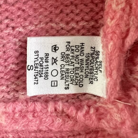 NWT Storia Sweetie Pie Cable Knit Pink Tie Back Pearl Button Sweater - Picture 5 of 5